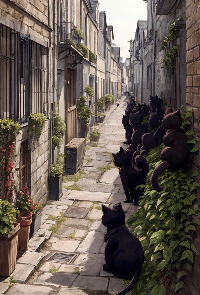 Créez une animation montrant un chaton nouveau-né dans une ruelle sombre, entouré de bruits urbains. Mettez l'accent sur la vulnérabilité du chaton et l'environnement hostile.
