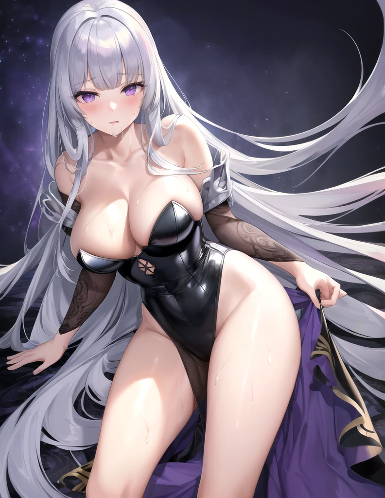 (masterpiece:1.3), (Absurd:1.3), (Highest quality:1.3), (Super detailed:1.3),(Best Shadow:0.7), (Processed Hair), Perfect Anatomy, One girl, alone, just, just-衣装, Hello, Grey Hair, Purple eyes, Blunt bangs, Very long hair, No sleeve, (masterpiece:1.3), (Absurd:1.3), (Highest quality:1.3), (Super detailed:1.3),(Best Shadow:0.7), (Processed Hair), Perfect Anatomy, One girl, alone, just, just-衣装, Hello, Grey Hair, Purple eyes, Blunt bangs, Very long hair, , (masterpiece),(highest quality),(Super detailed),(Best illustrations),(Best Shadow),(absurdes),(Detailed Background),(so beautiful), (masterpiece),(highest quality),(Super detailed),(Best illustrations),(Best Shadow),(absurdes),(Detailed Background),(so beautiful)just, One girl, alone, Big Breasts, Long Hair, , , Nipples, , , , sexual ecstasy, drool, drunken eyes, in heat, blank eyes, pussy, , dynamic pose, , ,dildo , Detailed super oily shiny skin, wet, , , roll one’s eyes, ahegao, psychedelic, , female masturbation, corruption