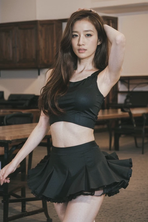 (8K, 4K, best quality, high resolution: 1.2), (Master, Practical, Photorealism: 1.4), Dark Fantasy, Night,Portrait of emb-haiz, best quality, masterpiece, 超high resolution, (Reality: 1.4), Original Photography, 1 Girl, Ballerina,Mature,Stylish long hair, (Intricate ballet costumes、Ballet skirt:1.3),复杂的Ballet skirt,Stand in the dance studio, Standing,Perfect hands,Dance studio in the background