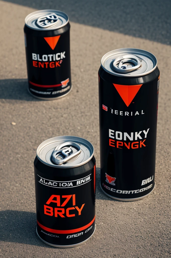 Black energy drink can in a formula 1 themed can