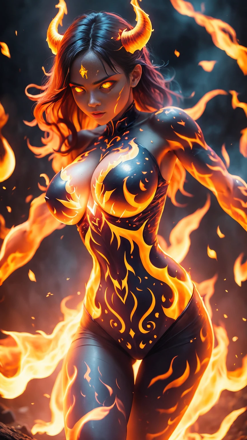 girl, demoness warrior, comprised of Antikythera mechanisms, dark, foreboding, dynamic action, dynamic motion, crouching, evil look, sexy, busty, sheer lowleg panties, curvy hips, claws, fangs, wings, busty, demon tail, demon bone armor, facepaint, bodypaint, red glowing eyes, combat stance, vibrant appearance, creative behavior, imaginative, sensual, spontaneous, highest quality, skin texture, intricate details, (cinematic lighting), RAW photo, 8k, under moonlight, nightmarish, full moon, firestorm, debris