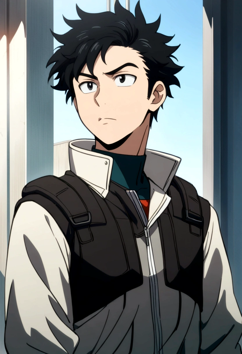 1 boy , Greg hair , upper body , black eyes , short hair , anime boys , my hero academy,