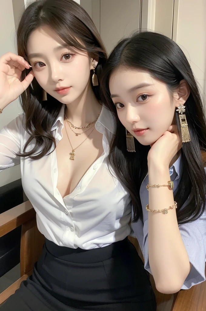 (((actual photography))),, portrait, Korean，(stunning face:1.3),, beautiful girl, Eyes on the document,Sit in a large class chair , (Necklace，earrings，Bracelet:1.1), Buttoned shirt and hip skirt, , (cleavage:0.3),, In the CEO&#39;s Office, (environmental details:1.3),, (original photo, CG Unity, photography, ultra actual details, sharp focus, Delicate skin,4K, High resolution, masterpiece, best quality, actual, energetic:1.2),, (8K,4K, Ultra high quality, High resolution, professional, Movie般的, Movie, Dramatic),, Detailed Background,独奏