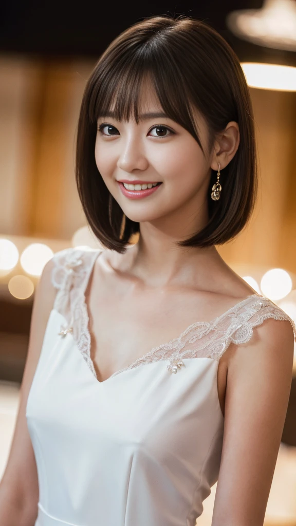((Tabletop:1.4, Highest quality)), (Realistic photos:1.4),
((1 Girl)), (Pure actress),
(超High resolution:1.2), Very delicate and beautiful, wonderful, Very detailed CG Unity 8k 壁紙, Very detailed, High resolution,
Soft Light, Beautiful detailed girl, Very detailed目と顔, Beautiful and detailed nose, Beautiful and detailed,
(wear a proper dress:1.3),
Cinema Lighting, Perfect Anatomy, Slender body, , (Parted bangs),
Cowboy Shot, smile