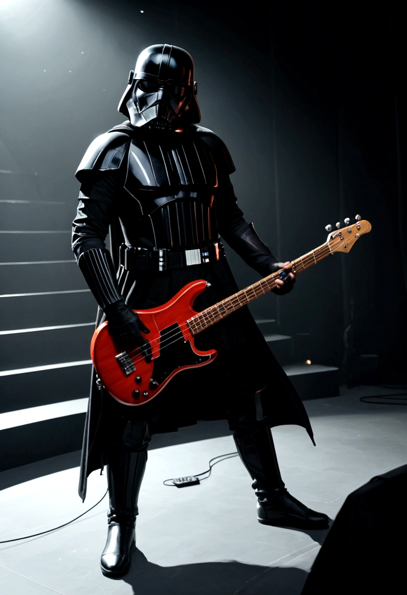 (score_9, score_8_up:1.1), score_7_up, source_starwars, Darth Vader,, playing a bass guitar on stage with a microphone