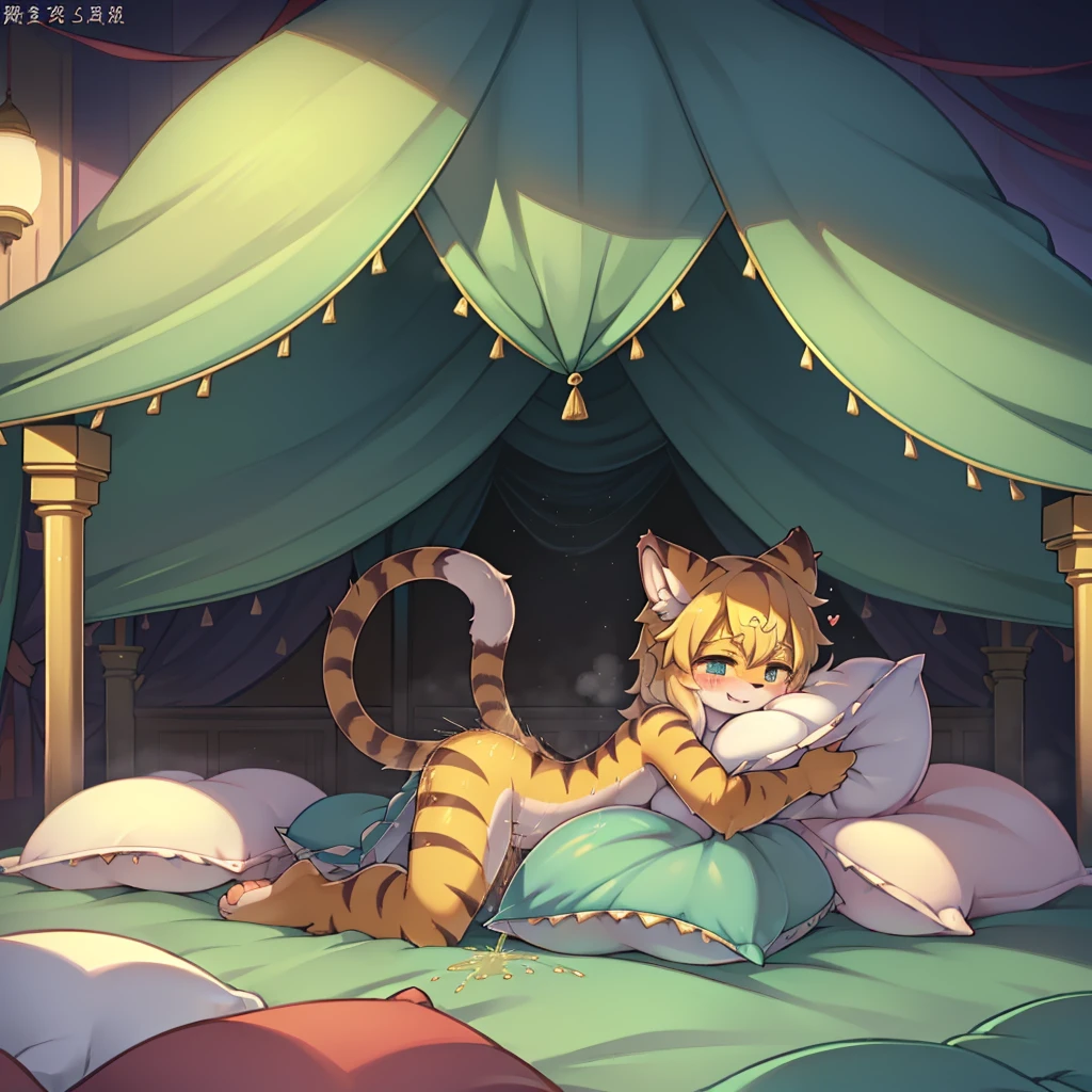 (masterpiece,best quality),my own, The Beast, , (适合任何Pillow背景的光影)), 穿着pajamas可爱女孩在Pillow上摆姿势 ,pajamas,Nature,, (blush),a smile,Pillow头,(很多Pillow),Soft cushion,,Soft pillow quotation,(Pillow损坏),很多Pillow,(Crotch rubbing),((Pillow驼峰)),(Pillow),(A tail),,(充满细节的Pillow),(Love around the protagonist),Steam,(Pillow头),(),(豪华Pillow),(Pillow),(palace),(Palace bedroom),(Pillow),柔软的Pillow,,(Classical European style bedroom ),(excited,shy person,Lack of expressiveness,),,pillow humping,my,tiger tail,tiger ears,Tiger pattern,,Sweat,,Sweaty,(Body swing,身体Shaking lines,Shaking lines),best quality, masterpiece, ((Maximum resolution)), artwork, ,,,(Interior of the palace),(In the bedroom at night),(Deluxe Rococo Canopy King Bed),On a big and spacious bed,(the 女孩 is lying on the bed),Before bedtime,,,Luxurious curtains with ornate ruffles and ribbons surround the bed,((((There are many pillows piled on the bed)))),Detail of Quilt,Detailed bed sheets,Ruffled Bed Skirt,Deep Bed,Background with depth,((详细的Pillow)), ((((大量的Pillow)))),peeing,squatting,water,Urine,Shaking lines,wetting pillows,Flowing liquid,Violent body shaking,剧烈Shaking lines,详细的软Pillow,,((女孩正躺在许多柔软的Pillow上,周围有许多Pillow)),Splashed liquid,Pillow和床上有水迹,Lots of urine,Lots of liquids,Urine everywhere,大量Sweaty
