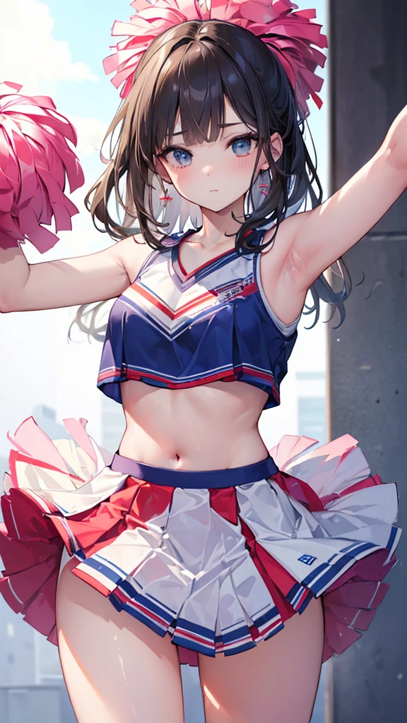 (((masterpiece))),(((High resolution))), (((perfect face))), (((Beautiful Cheerleader))), big , skirt, panty shoot, ((top quality eyes)), ((detailed texture)), look at the camera