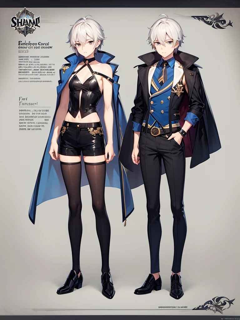 Femboy, off the sholder coat, short pants, wizard, full body, concept art 