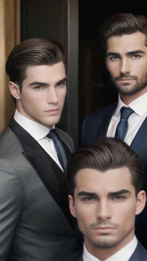 a group of Serfadi mens heartthrobs gathered, focus on the face.