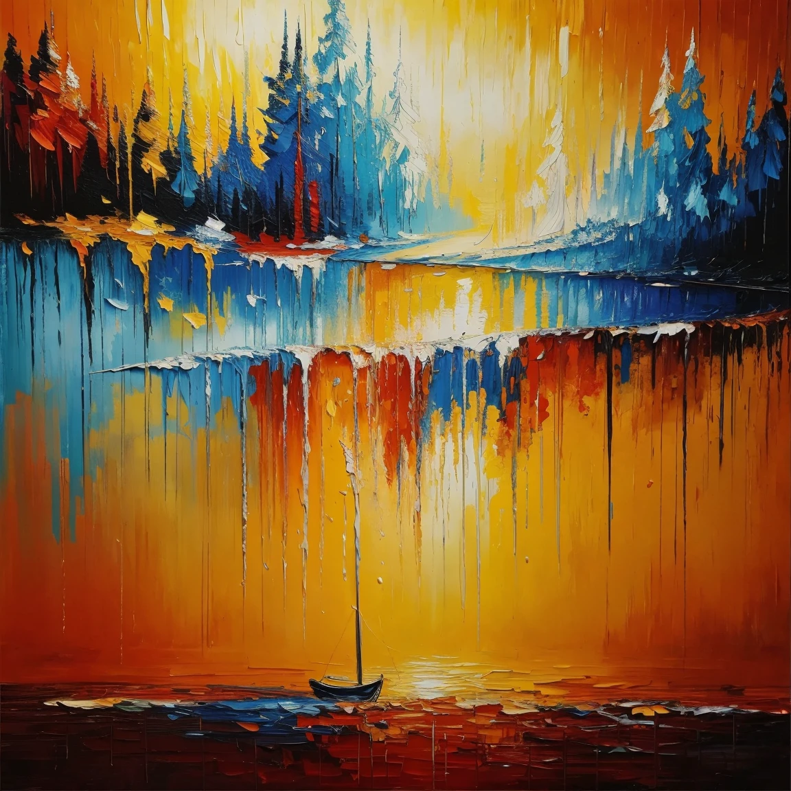oil painting:1.3, abstract, masterpiece, best quality, ultra-detailed:1.3, pattern, intricate, #faf3dd and #ffa69e