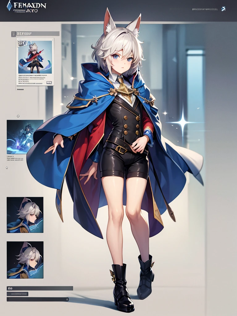 Femboy, wizard coat, short pants, wizard, full body, concept art 