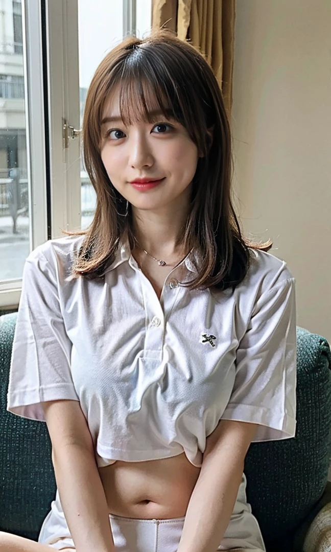 .(((No camera needed!、Spread your legasturbation in the gym、Sitting on the mat and masturbating、Luxurious panties、Seductive waist、Shoulder-length hair:1.4))).((A classy white shirt with a collar、Standing photo、Medium Hair、服の上からでもわかるBig Breasts、Both hands are in front of the belly button、A photo of panties visible through a short polo shirt、Roll up your shirt with your hands、She is wearing a white polo shirt and luxurious white panties.、:1.4))、In the living room、Cream Hair Color、Her huge breasts are obvious even through her clothes...、Small earrings、Light brown hair color、:1.4))、Shiny Hair、Light beige hair color、Background Blur、Light brown hair、{{Cowgirl Shot}}、((Close-up shot from the waist up、Big Breasts:1.4))、Big Breasts、にっこりsmile、服からでも分かるBig Breasts、Cowboy Shot、素敵なsmile、((Revealing clothing))、Full body photo、ring、Tuck your hair behind one ear、Silver Necklace、smile、Caustics、Highly detailed photos、Big Breasts、Super no makeup、(8K、RAW Photos、Highest quality、masterpiece:1.2)、(Realistic、Realistic)、1 Girl、((Big Breastsショートヘア、Looking into the camera:1.4))、Hair blowing in the wind