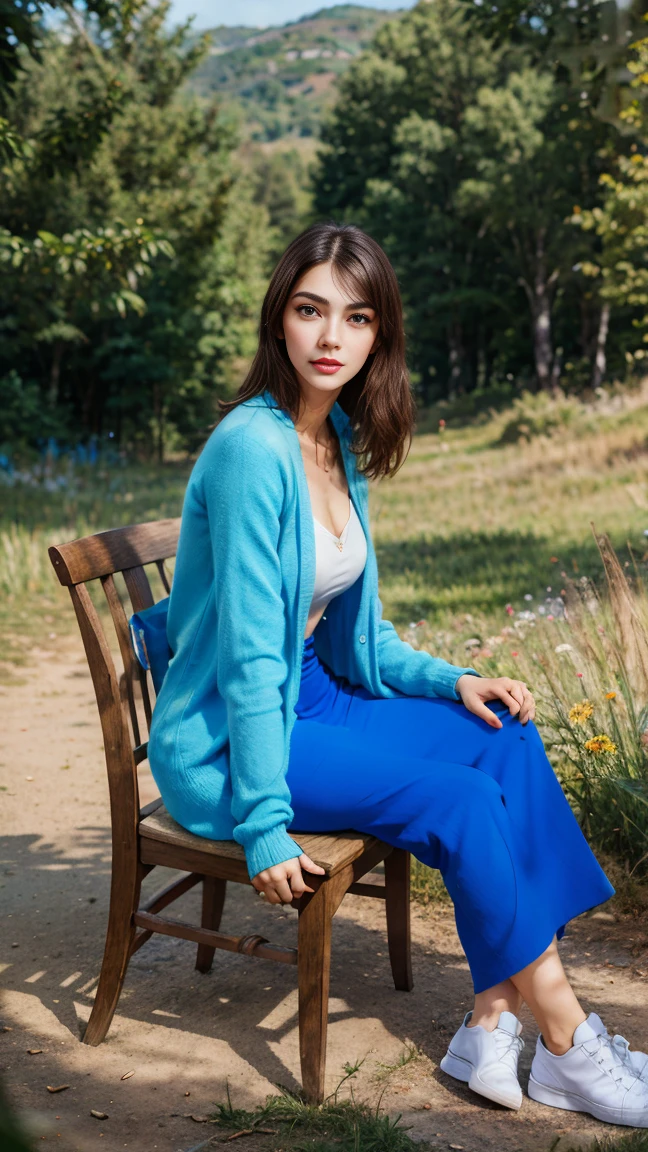 full body, super low angle shot, beautiful Asian woman looks like Elsa Frozen style, blue pupils,wearing a white cardigan,white converse shoes,
pose leaning on a chair, looks like she is looking at something, high grassland and hills in the background. hyper realistic, HD professional photographer, MidJourney v6,
epicrealism model, atmospheric impressionism,bokeh,film dramatic realism, pre-raphaelite realism, best low tone, soft focus realism