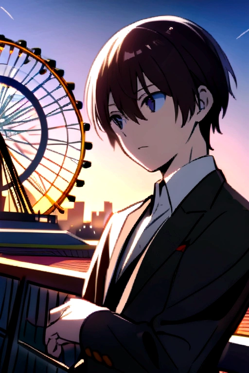 Shoto Todoroki stands in front of the Ferris wheel