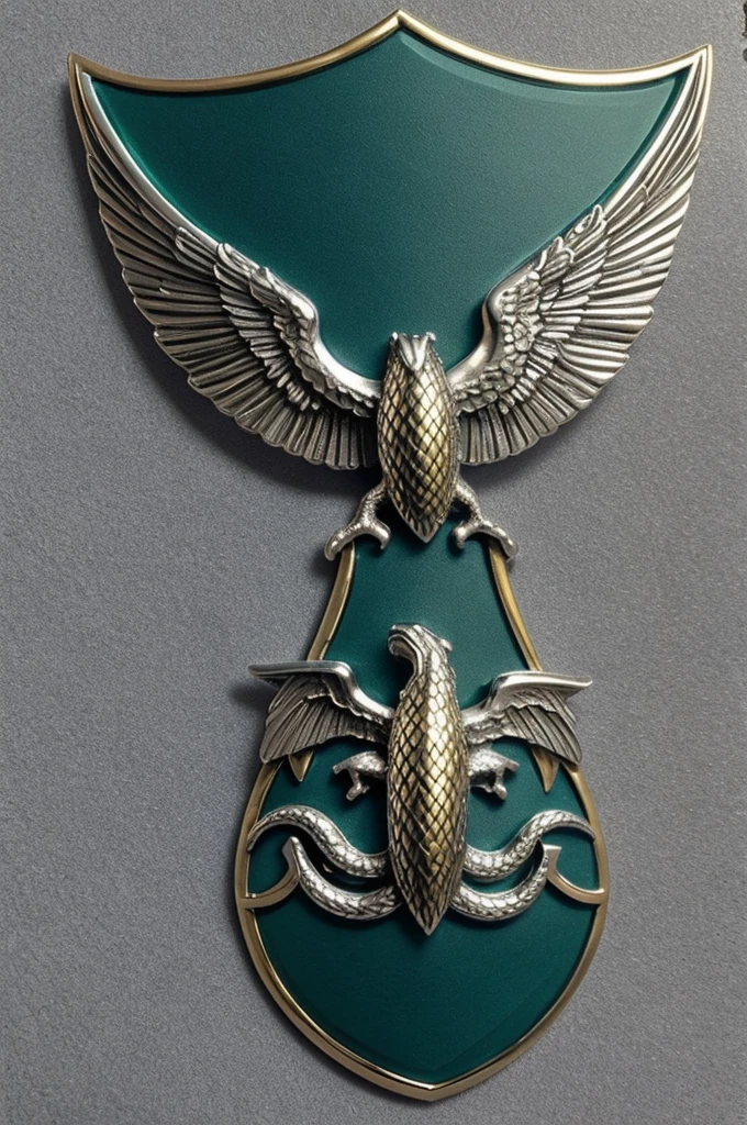 In the style of the shields of the houses of game of thrones:
Canvas Base: Select a classic heraldic shield shape, with a silver metallic surface and gold edges.
• Fund: Fill the background with a glazed dark emerald green tone.
• Dragon: Draw a sea serpent in the center, uses shiny silver for the body and light blue for the wings. Be sure to include raised details for the scales and wings.
• Eggs: Add undulating waves around the sea serpent in sky blue. Use engraving techniques for a three-dimensional effect.
• Flores: Insert small golden flowers between the waves, with embossed details.
• Should: Creates a raised gold border with etched wave and leaf patterns.