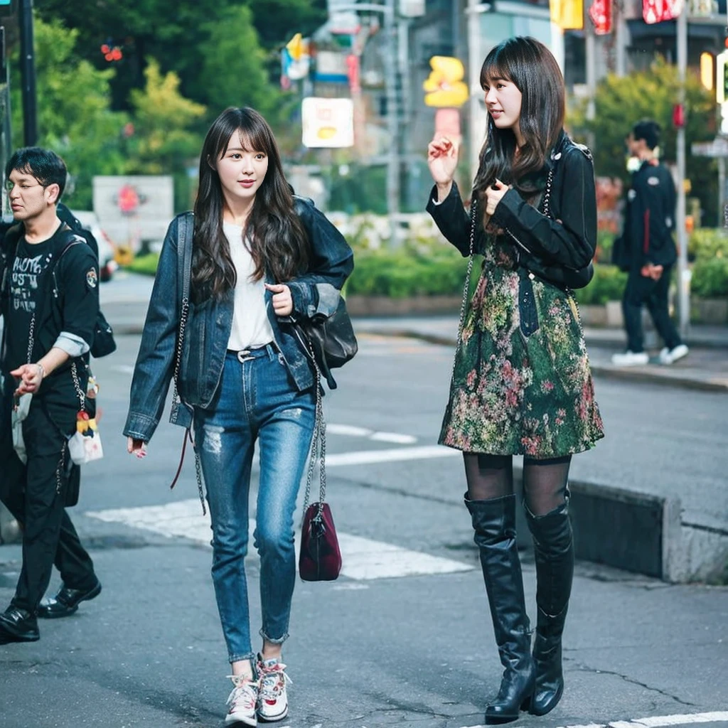 woman、Age 25、beautiful、model、Standing and peeing in the street、Standing Pee