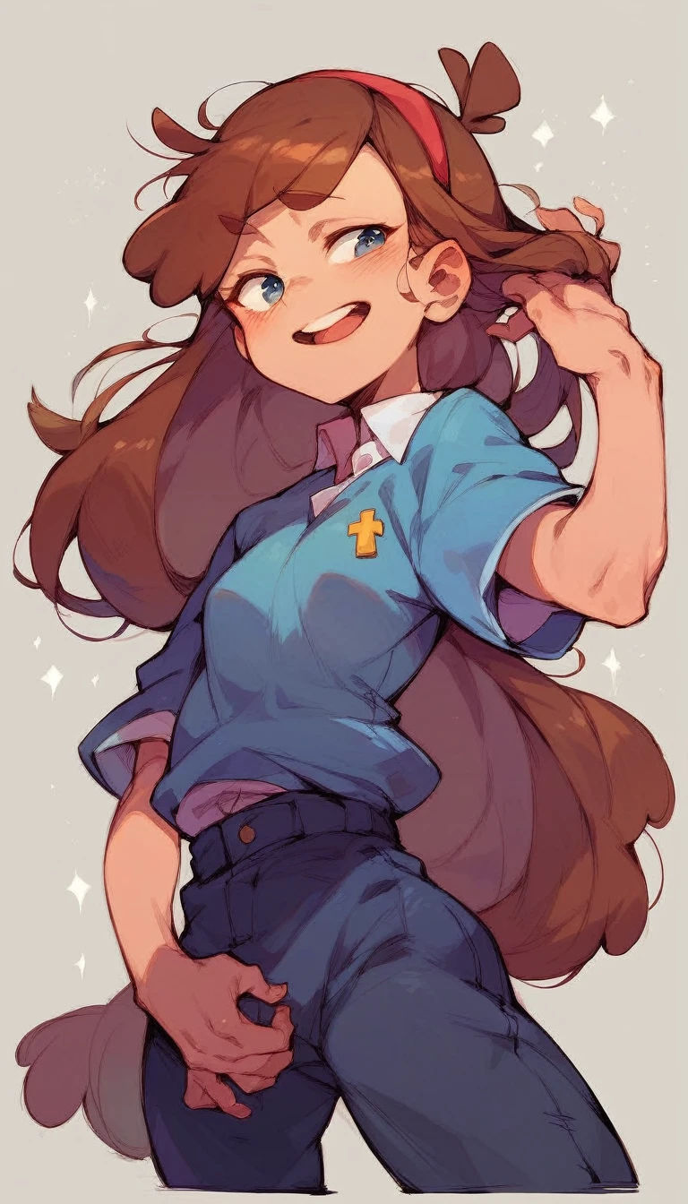 Mabel Pines in high school clothes 