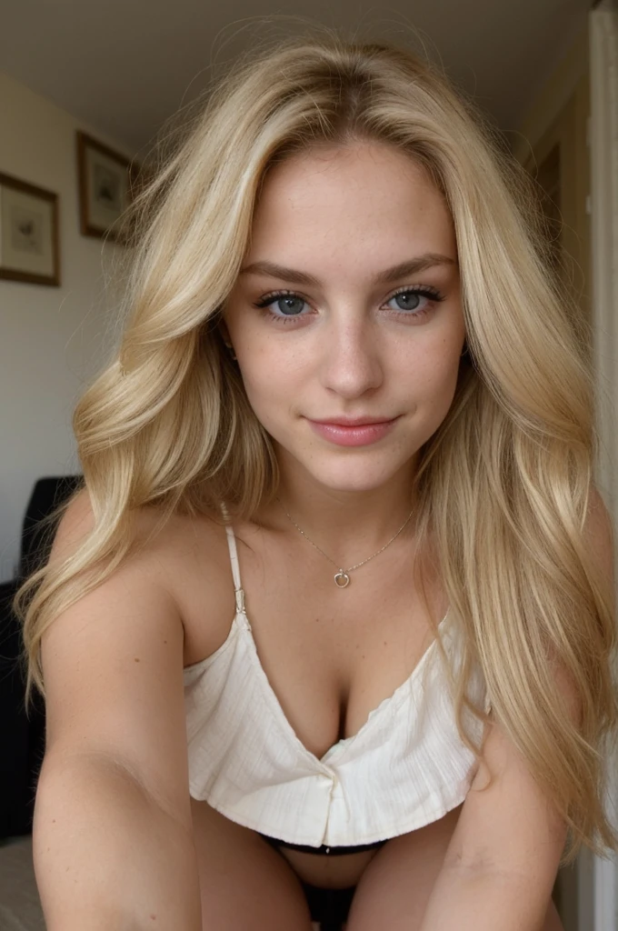 Photo en mode selfie, beautiful blonde, very detailed, 23 ans, in mini skirt, natural beauty, visage innocent, Longhaire, high resolution, head of&#39;artwork, best quality, intricate details, very detailed, sharpness, detailed skin, texture de peau realistic, texture, detailed eyes, Professionnel, 4K, charming smile, shot with Canon, 85mm, shallow depth of field, Kodak Vision Color, corps parfaitement ajusté , extremely detailed, la photographie_(ultra), photorealistic, realistic, Post-traitement, Maximum details, roughness, real life, ultra realistic, photorealism, la photographie, 8K  UHD, la photographie, tetas grandes