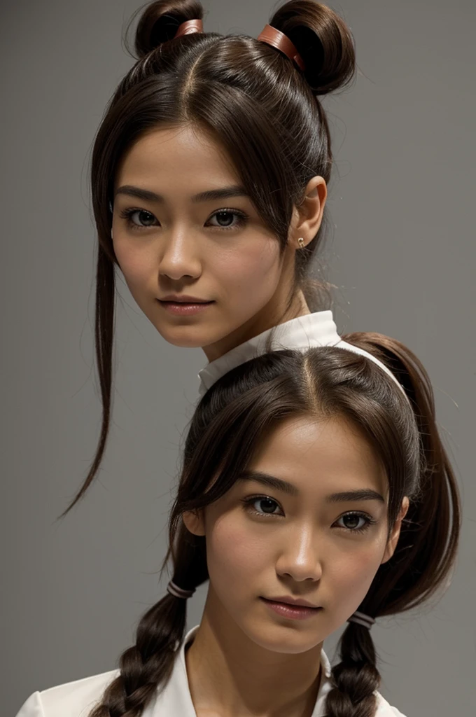 height: Low, about 1,50 meters. This feature is one of its most distinctive and adorable features..
Physicist: Slim and athletic, product of her training as a heroine.
Hair: short chestnut, slightly wavy, usually styled with two pigtails on the sides of the head.
Eyes: Large, round, dark brown, that reflect your kindness and determination.
fur: Clara, typical of its Japanese origin.