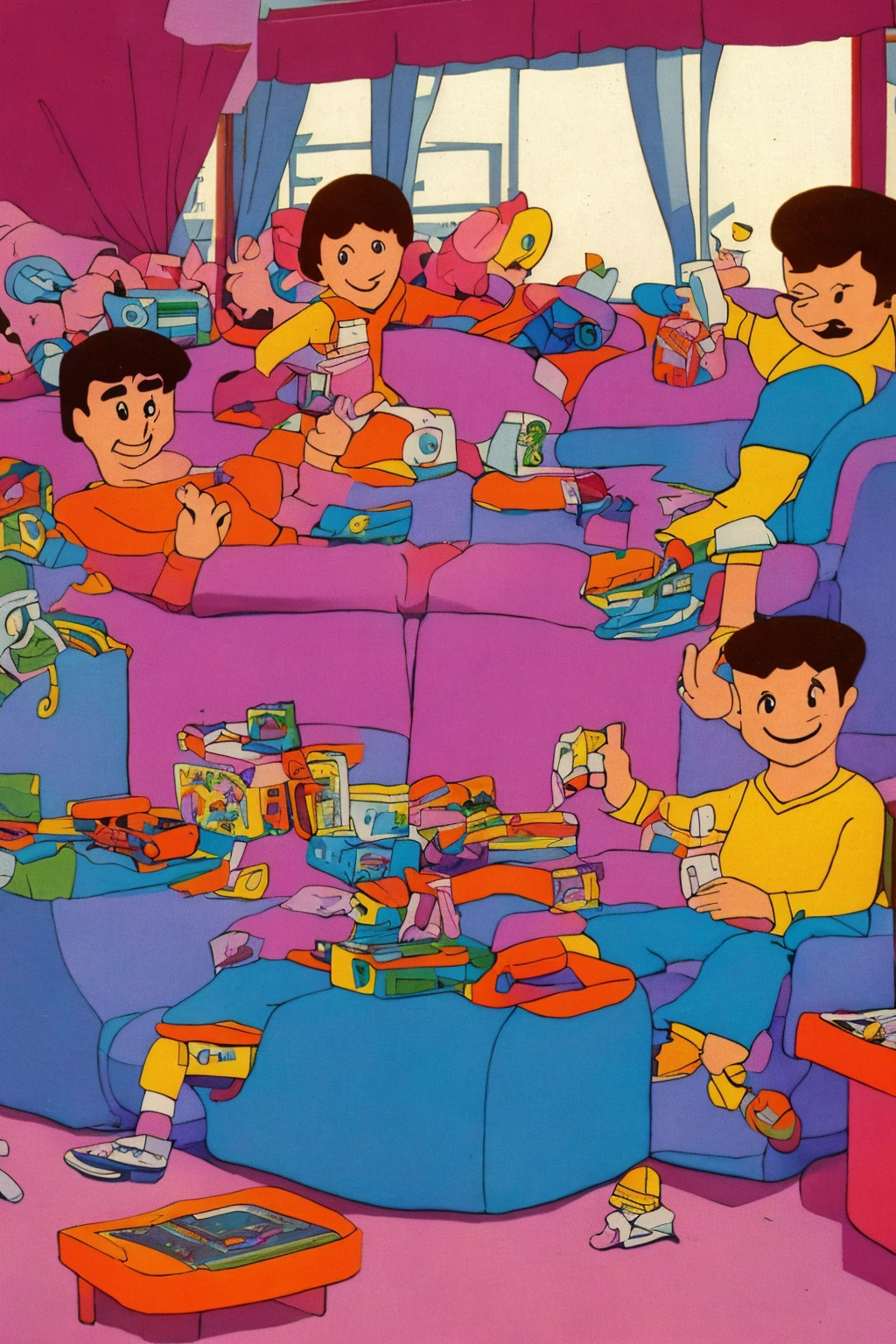Guy sitting on the couch playing Nintendo on a Saturday morning in the 80s