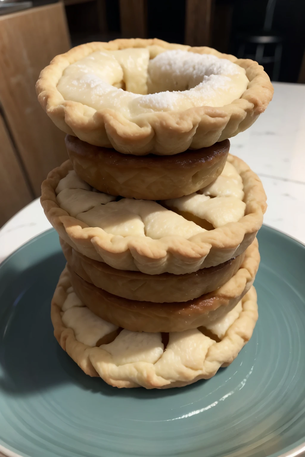 A ring of shortcrust pastry presented vertically 