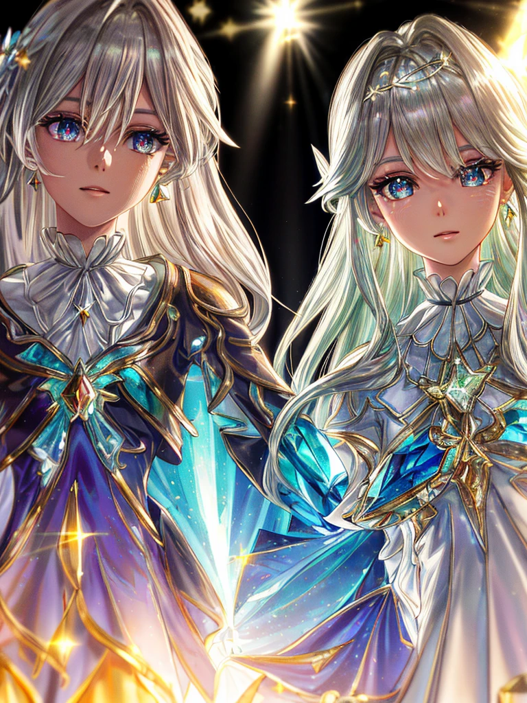 masterpiece, highest quality, figure, alexandrite eyes and hair, platinum earrings, Platinum Necklace, white dress, The Little Mermaid, cute, (dynamic lighting:1.2), cinematic lighting, delicate features, fine eyes, sharp pupils, realistic student, Depth of bounds written, Bokeh, sharp focus, (very detailed, bloom, shine:1.4), Many Small Gems