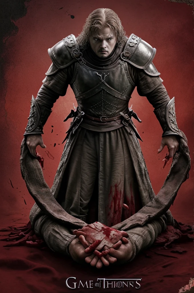 A logo called War Of The Districts based on the cover of Game Of Thrones with a blood red tone
