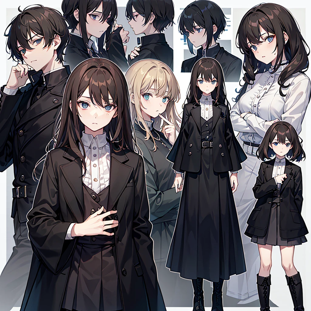 There are just two person. The first person is a woman named Marnie. She has short, curly and wavy dark brown hair. She has black eyes. Her personality is calm, blank, introvert. She is wearing dark red suit. She is wearing white boots. She has black eyes. Her personality is blank, introverted and calm. The second person is a man named Noah. He has short, straight, ginger hair. He has green eyes. He is wearing a dark blue  He is wearing black boots. His personality is shy, energetic and extrovert. Noah is very clingy towards Marnie. 
