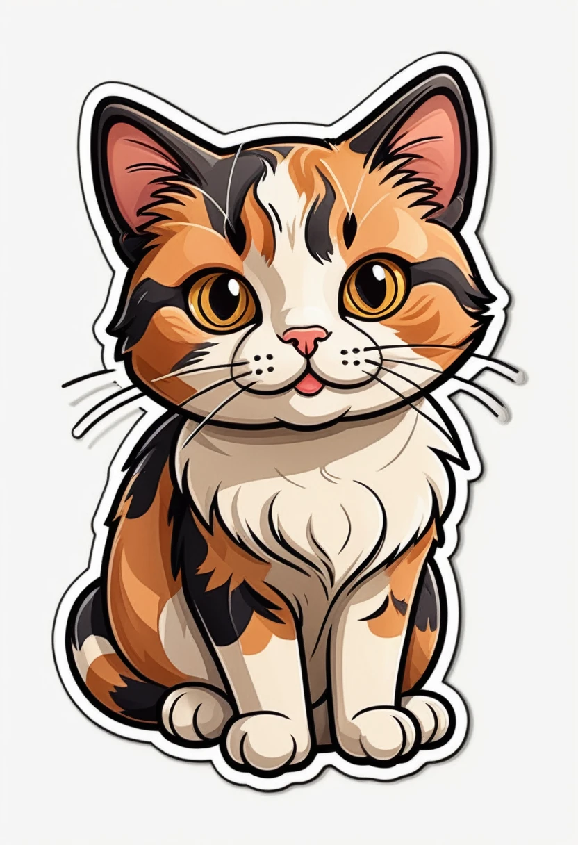 cute cartoon sticker of a calico cat