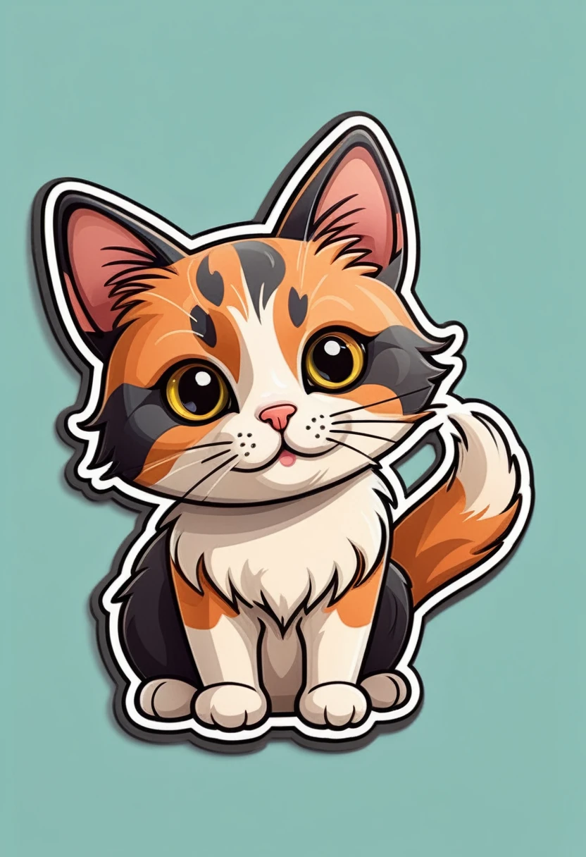 cute cartoon sticker of a calico cat