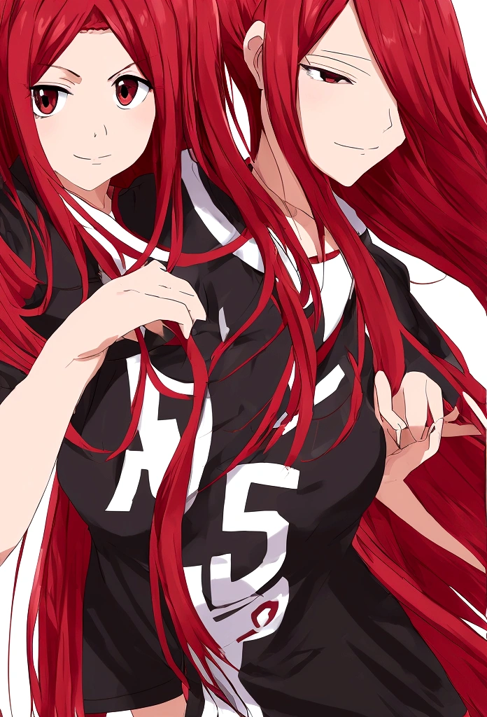 masterpiece, best quality, IrisMidgarV4, ((thousands of, millions of, crowd of)), +100girls, clones, identical sisters, crowd shot, ((long hair, red eyes, braid, red hair)), ((black swimsuit, matching outfit)), matching hairstyle