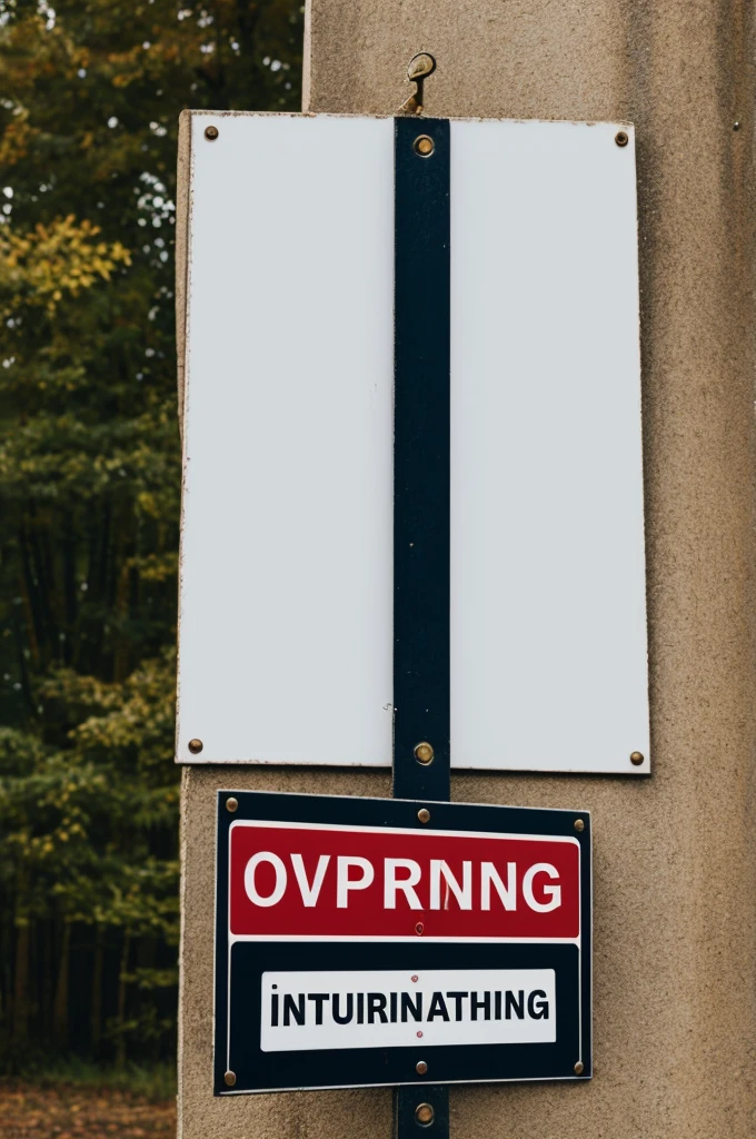 A warning sign and on the sign there is an upside down Cross drawn