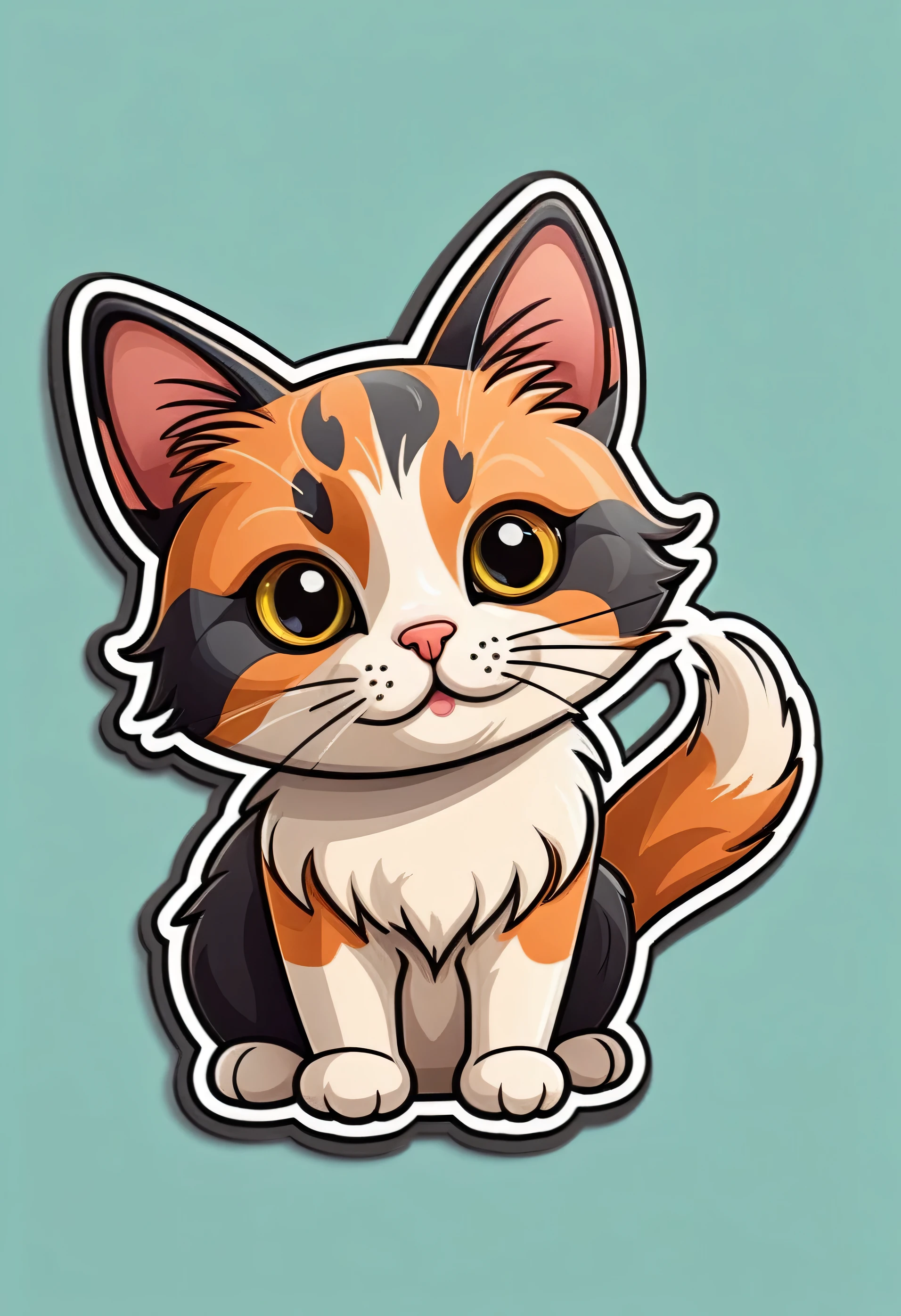 cute cartoon sticker of a calico cat