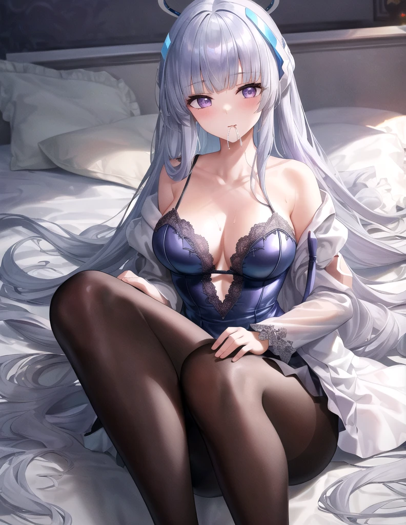 (masterpiece:1.3), (Absurd:1.3), (Highest quality:1.3), (Super detailed:1.3),(Best Shadow:0.7), (Processed Hair), Perfect Anatomy, One girl, alone, just, just-衣装, Hello, Grey Hair, Purple eyes, Blunt bangs, Very long hair, No sleeve, , (masterpiece),(highest quality),(Super detailed),(Best illustrations),(Best Shadow),(absurdes),(Detailed Background),(so beautiful), (masterpiece),(highest quality),(Super detailed),(Best illustrations),(Best Shadow),(absurdes),(Detailed Background),(so beautiful)noa-outfit, , Big Breasts, Long Hair, , , Nipples, , , , empty eyes, , drool, , , blank eyes, , BDSM, , , Detailed super oily shiny skin, wet, , , roll one’s eyes, , constricted pupils, , hypnosis, heart-shaped pupils, , sleep, dead, no expression, mouth open sloppily, afterglow, on the bed, Sex slave