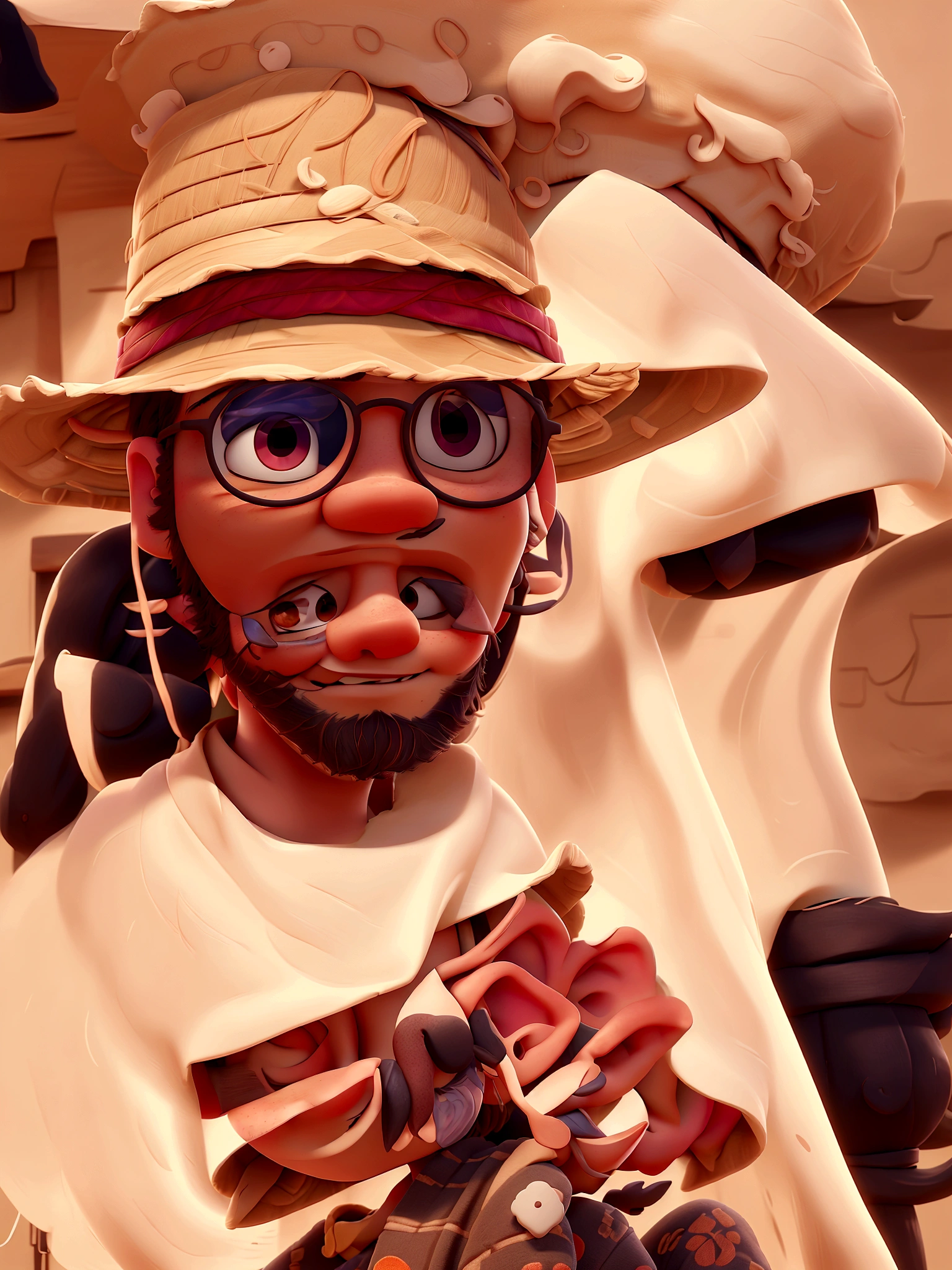 arafed man with a straw hat and glasses holding a straw hat, twitch streamer / gamer ludwig, msxotto, profile picture 1024px, he is wearing a hat, neckbeard, twitch streamer, with straw hat, youtuber, avatar image, carmelo blandino, with a weird hat, very very low quality picture, wearing sombrero