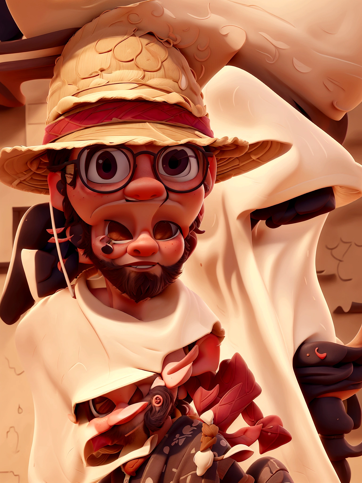 arafed man with a straw hat and glasses holding a straw hat, twitch streamer / gamer ludwig, msxotto, profile picture 1024px, he is wearing a hat, neckbeard, twitch streamer, with straw hat, youtuber, avatar image, carmelo blandino, with a weird hat, very very low quality picture, wearing sombrero