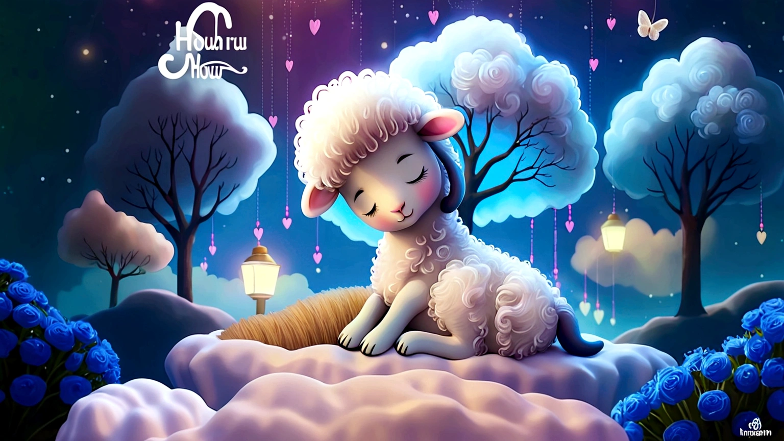 cute sheep sleeping