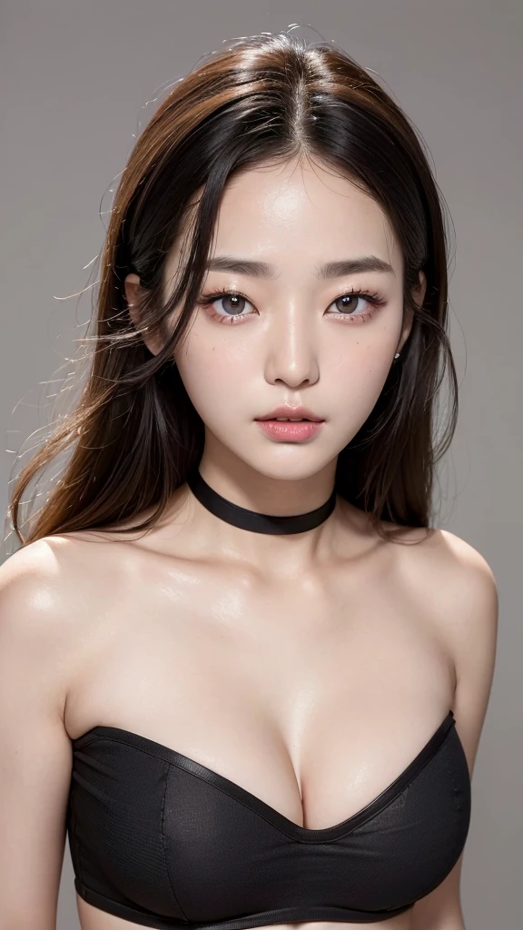 (((masterpiece))),(((High resolution)))、(((8K quality)))、(((perfect face)))、(((Korean beauty))), 30 years old, ((tube top)), panty, plump, look at the camera, ((high resolution face)), ((top quality eyes)), ((detailed texture))