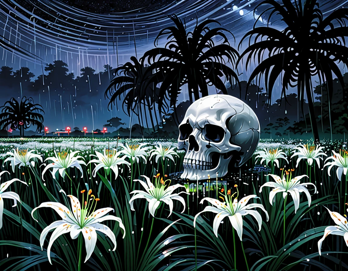 Midnight、Getting wet in the rain、A field of blooming spider lilies、skull