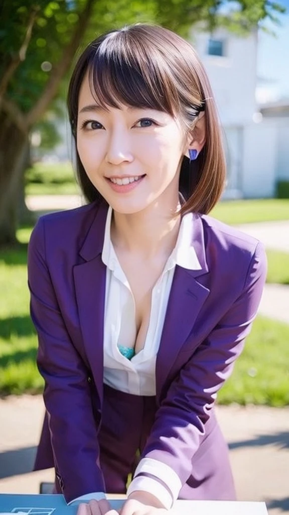 (NSFW),1 female,Beauty,Beautiful face,smile,Crouching and watching the viewer,Office Lady,In a suit,A dignified appearance,Perfect Style,Take off your jacket,Cleavage,break,spread legs,squatting,(show off panty),View from above,Front view,Ultra-realistic,Ultra high definition,Highest quality,8K,Masterpiece