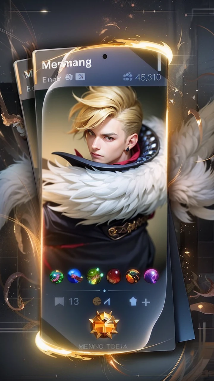 masculine male, masterpiece, ((perfect eyes)) best quality, (semirealism:1.9), beautiful lighting, (extremely detailed CG unity 4k fhd wallpaper), High Detail, Sharp focus, dramatic outdoors, 1 boy ,19 years old, brown short hair, blue eyes, smile, Masterpiece, ultra HD, detailed all picture, a close up of a devil, dyrroth from mobile legend, evil, extremely detailed artgerm, mobile legends character, inspired by Dyrroth, Six pack chest and abs, yellow jewel above the chest.