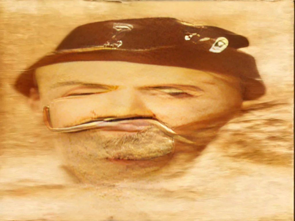 old photo of a man with a mustache and hat, damaged photo repair, damaged photo with spots removed, old photo updated, rough texture smoothed