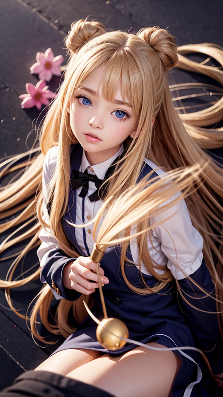 bright expression、photorealisim、top-quality、超A high resolution、a picture、Photos of the most beautiful Nordic girls、Detailed cute and beautiful face、a small face、(pureerosface_v1:0.008)、Beautiful bangs、alice in the wonderland、18year old、Glowing white shiny skin、Hair clings to the face、Bangs that extend to the face、bangss、Hair between the eyes、Super long hair、Attractive bright natural blonde super long straight silky hainer hair、Attractive glowing beautiful bright clear light blue big eyes、School Uniforms、student clothes、eye liner、Double eyelids、ample breasts