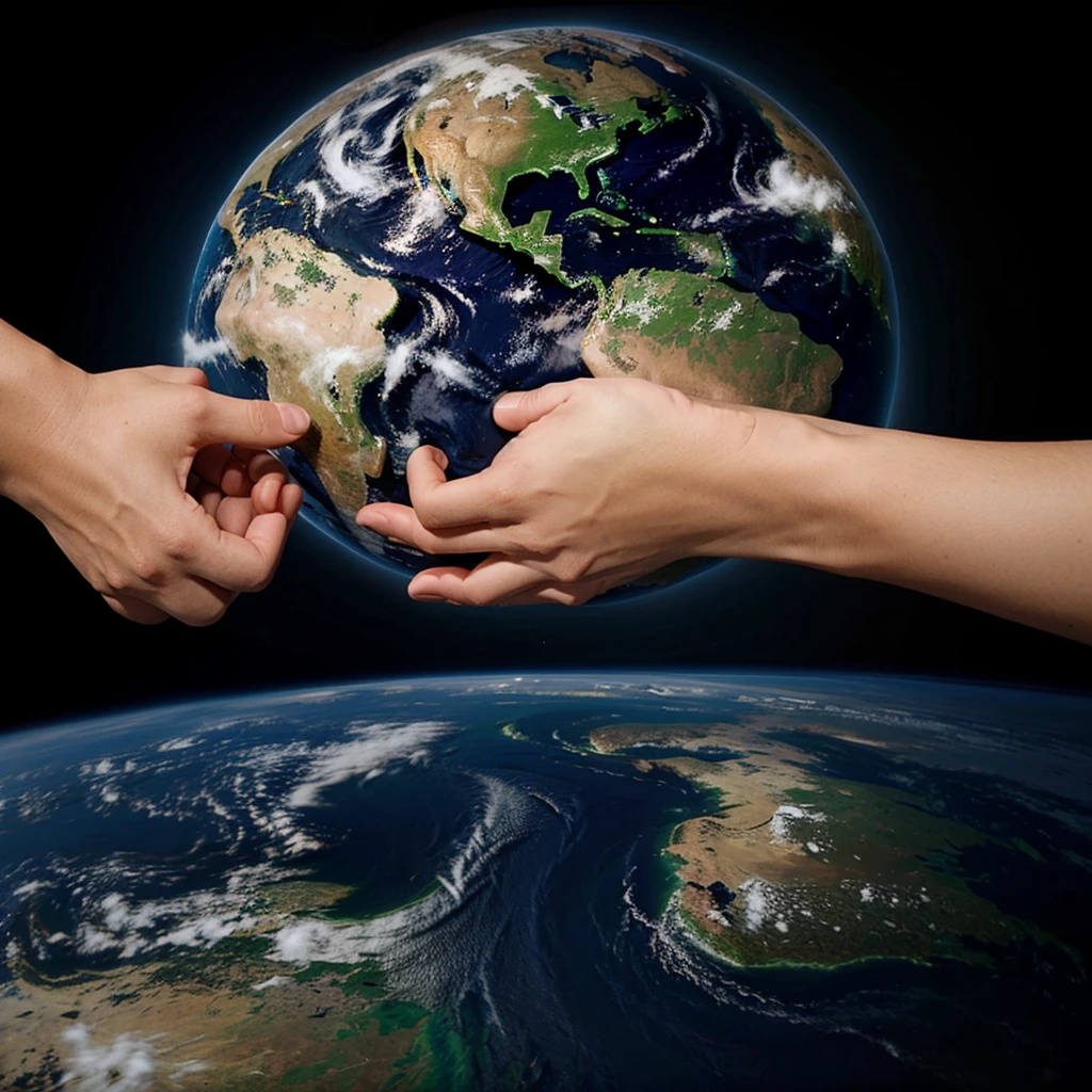 Create an image of hands holding the planet Earth