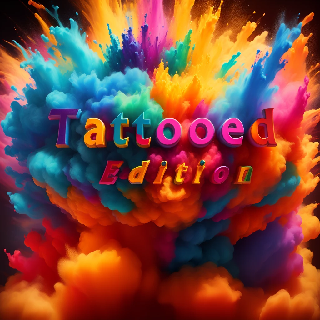 Logo com tema de tatuagem colorida, arte em 4k vibrante, com o nome Tattooed Edition