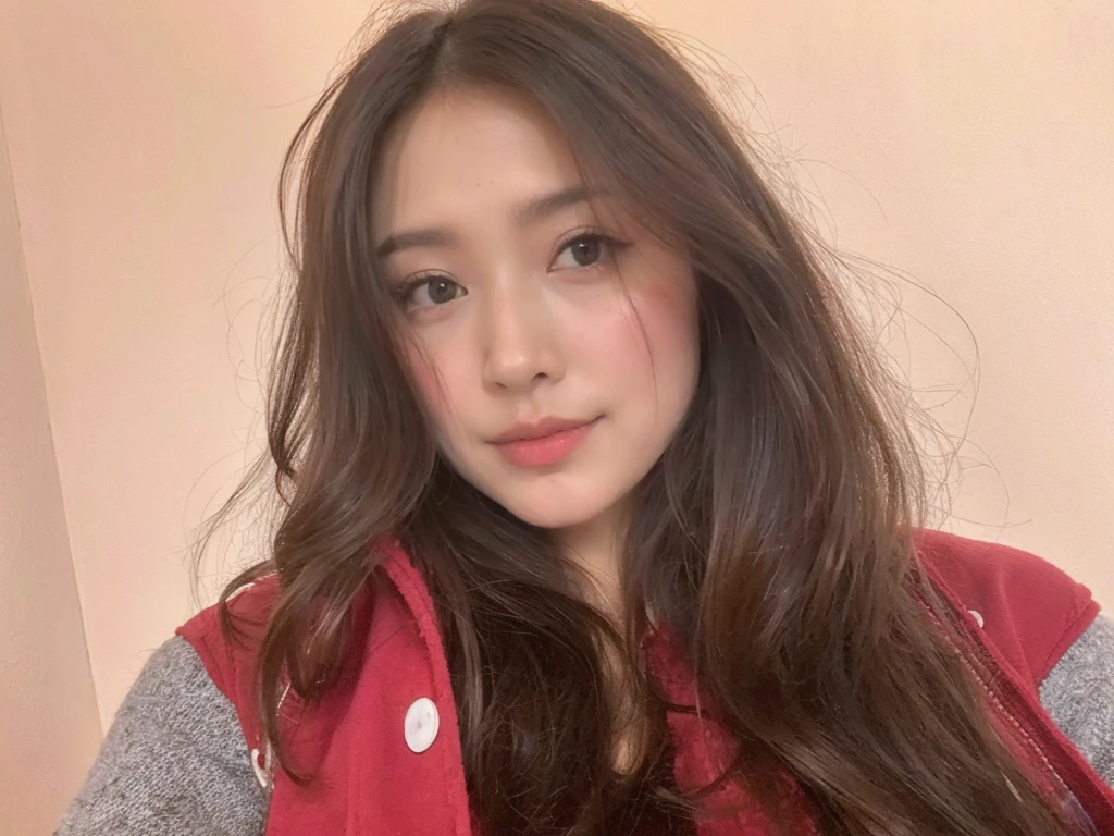 (best quality,8k,highres,masterpiece:1.2), realistic, photorealistic:1.37, UHD, studio lighting, sharp focus, extreme detail description, professional, vivid colors, bokeh, portraits, extremely detailed face texture, beautiful detailed eyes, beautiful detailed lips, extremely detailed hair, dark colored hair, youthful appearance, big round breast, cleavage, proportional eyes, seducing smile, clean and natural face, no makeup, bare face, indonesian face,