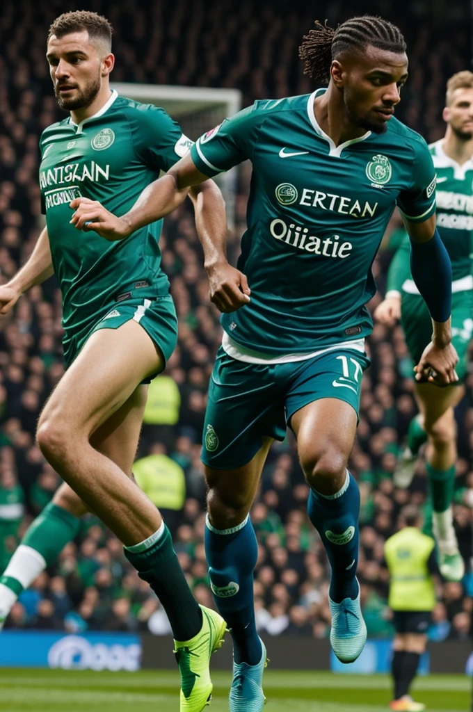 Photo d’équipe du FC Aragon avec le maillot des celtics glasgow