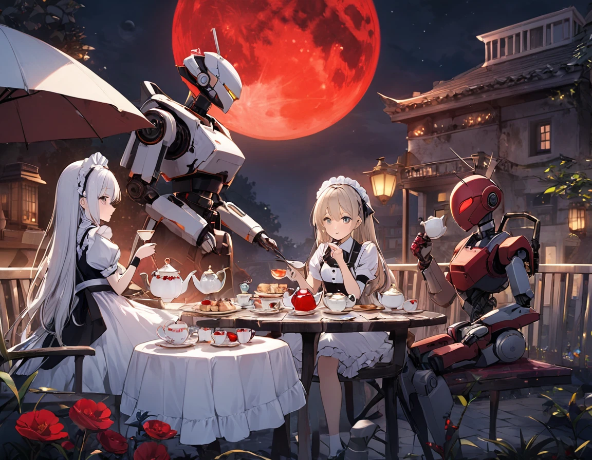 Red Moon、Moonlit terrace、Tea Party、A wrecked maid robot feeding
