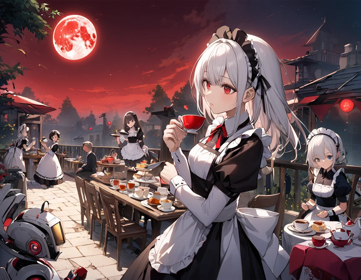 Red Moon、Moonlit terrace、Tea Party、A wrecked maid robot feeding