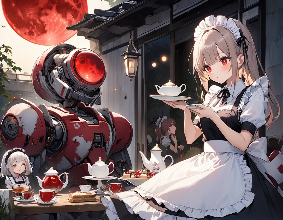 Red Moon、Moonlit terrace、Tea Party、A wrecked maid robot feeding
